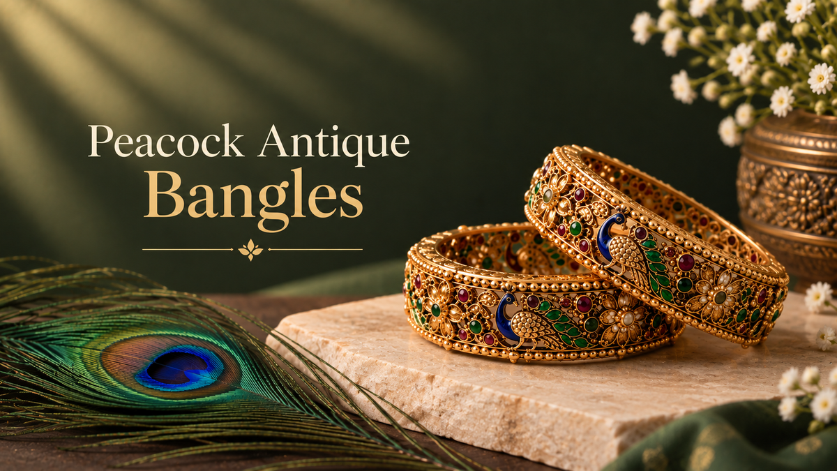Peacock Antique Bangles | Traditional Elegance