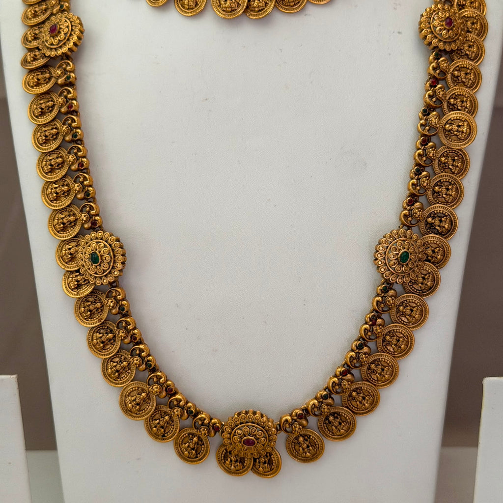 Antique Temple Bridal Combo Jewellery Set with Haram & Earrings – AC48