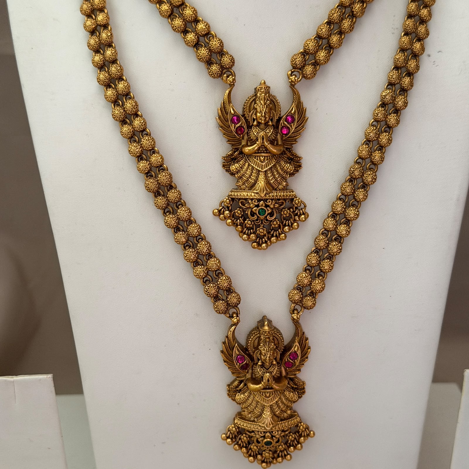 Antique Temple Bridal Combo Jewellery Set with Haram & Earrings – AC49