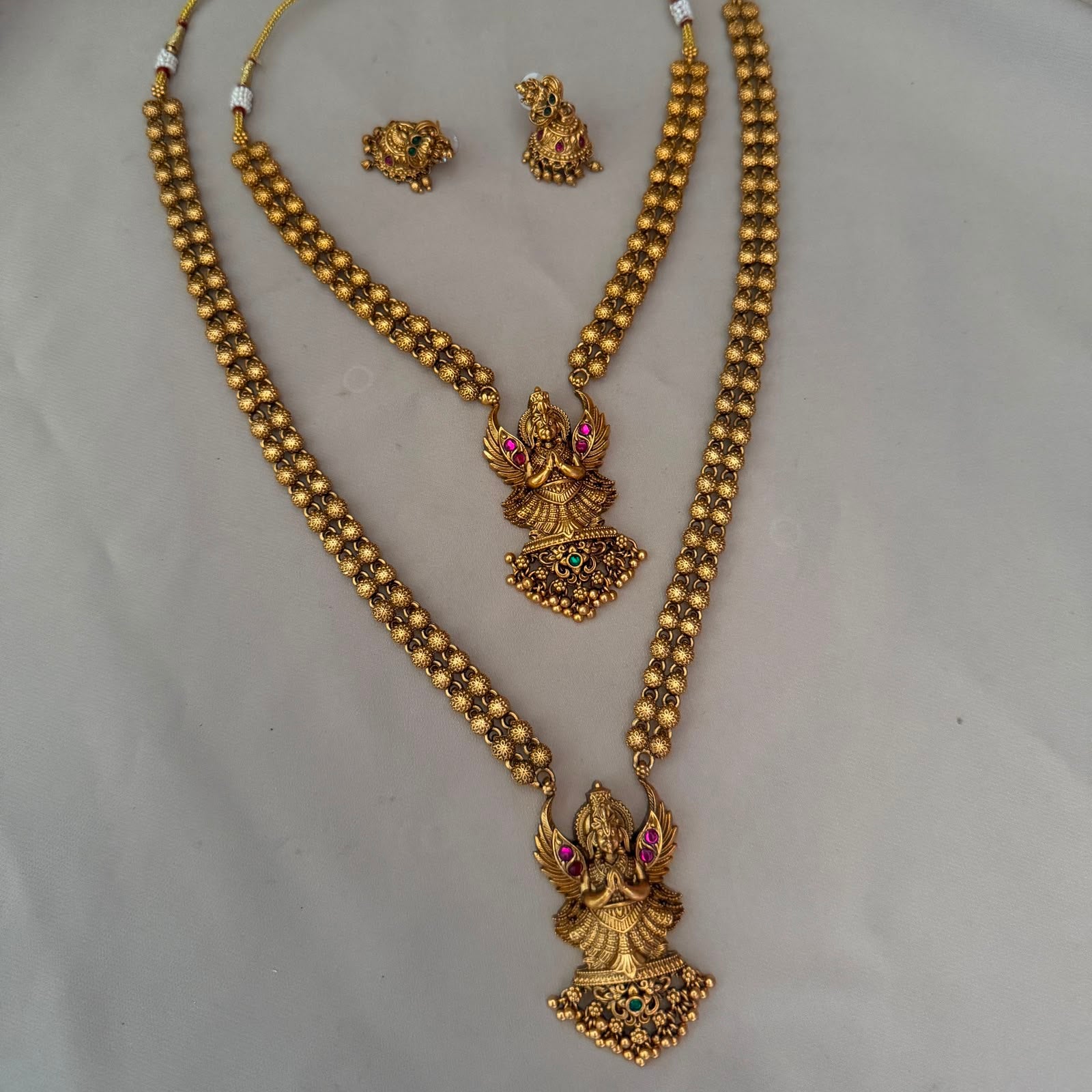 Antique Temple Bridal Combo Jewellery Set with Haram & Earrings – AC49