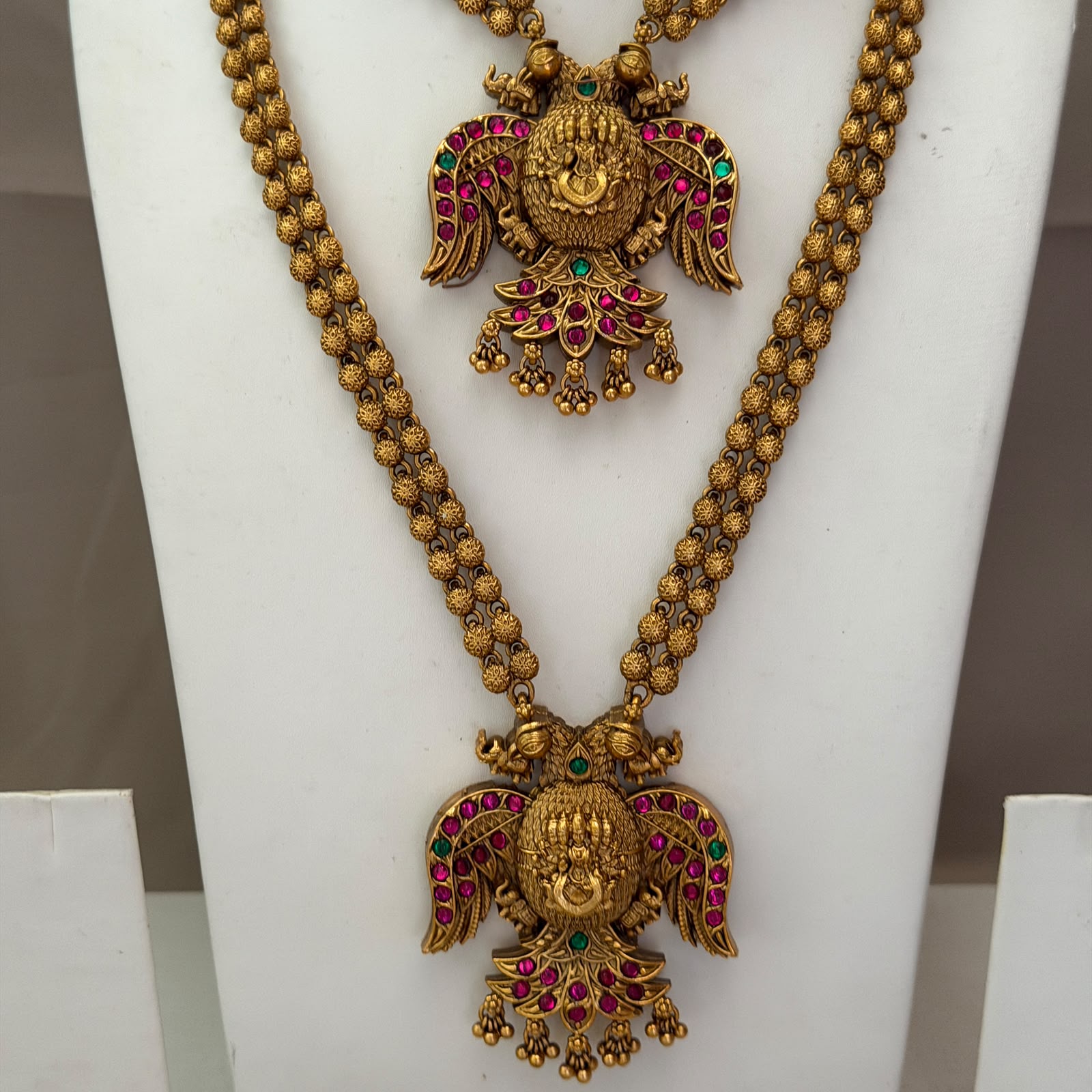 Antique Temple Bridal Combo Jewellery Set with Haram & Earrings – AC50
