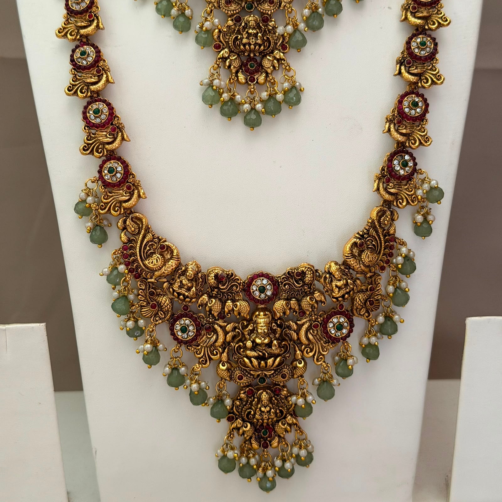 Antique Temple Bridal Combo Jewellery Set with Haram & Earrings – AC51