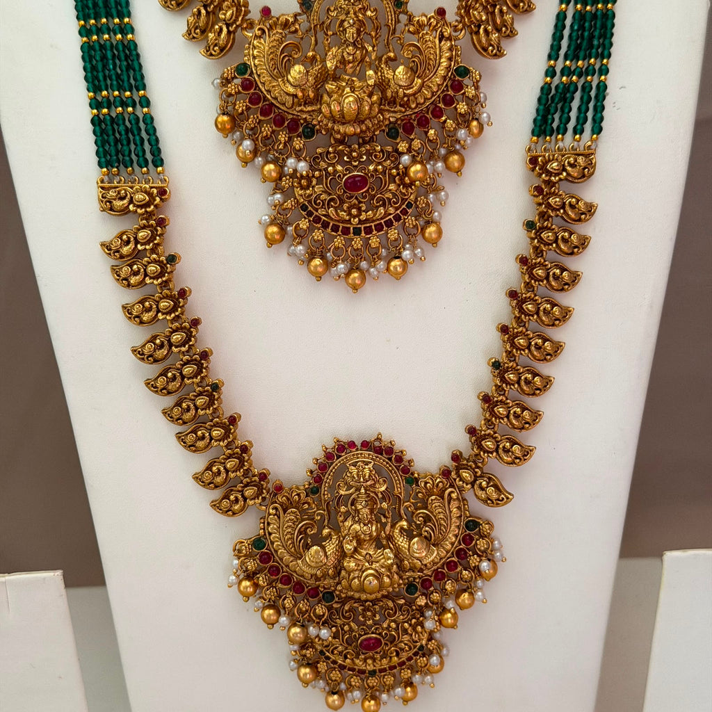 Antique Temple Bridal Combo Jewellery Set with Haram & Earrings – AC52