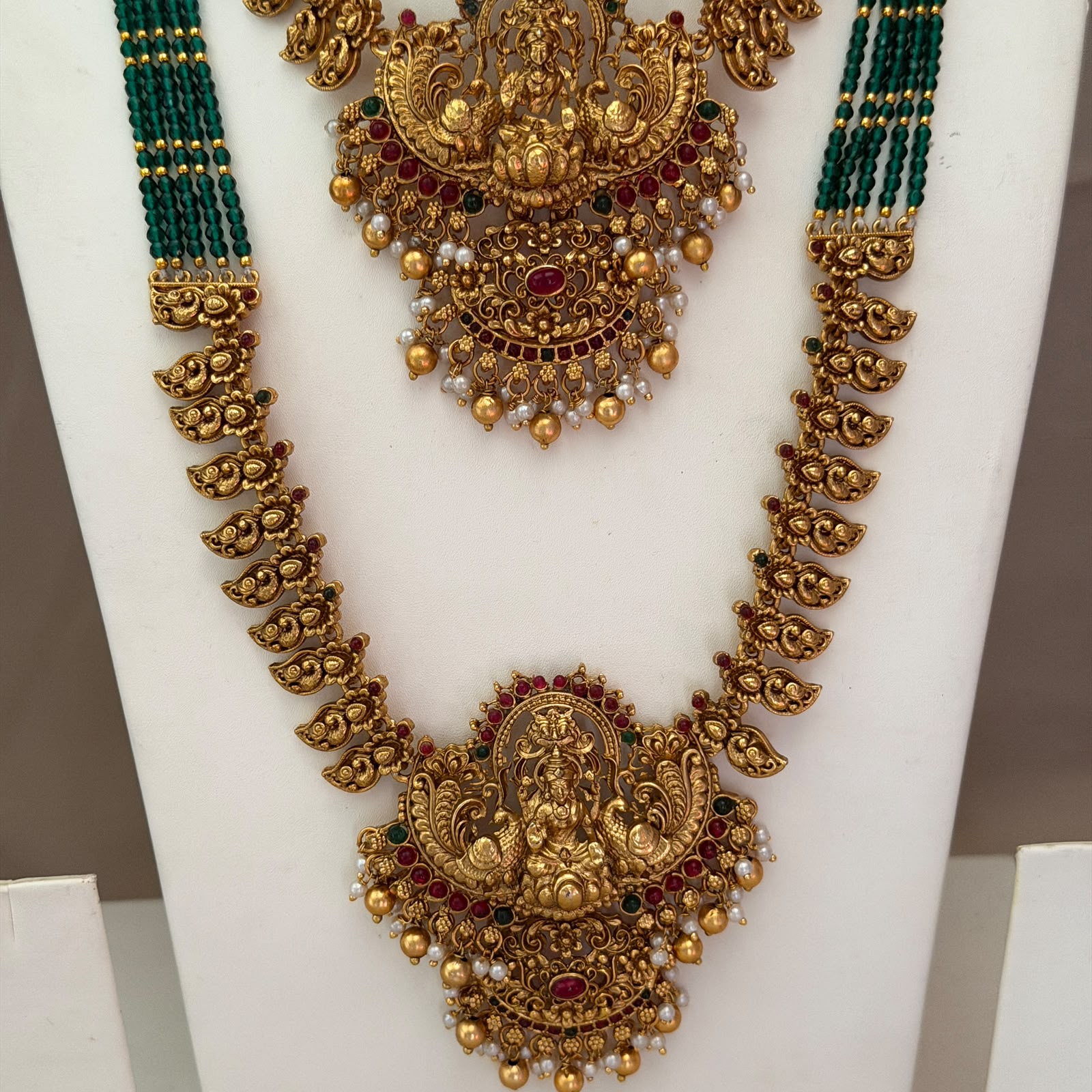 Antique Temple Bridal Combo Jewellery Set with Haram & Earrings – AC52