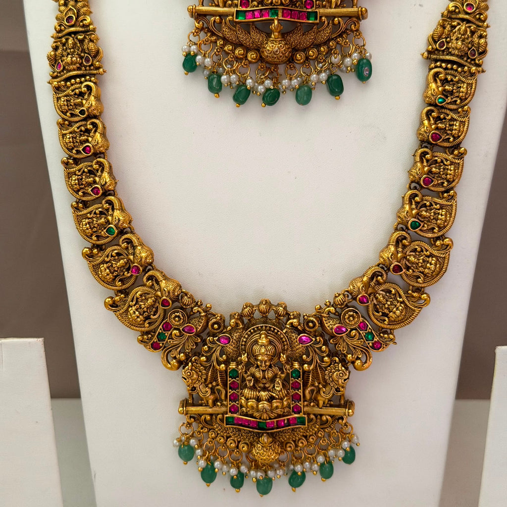 Antique Temple Bridal Combo Jewellery Set with Haram & Earrings – AC53