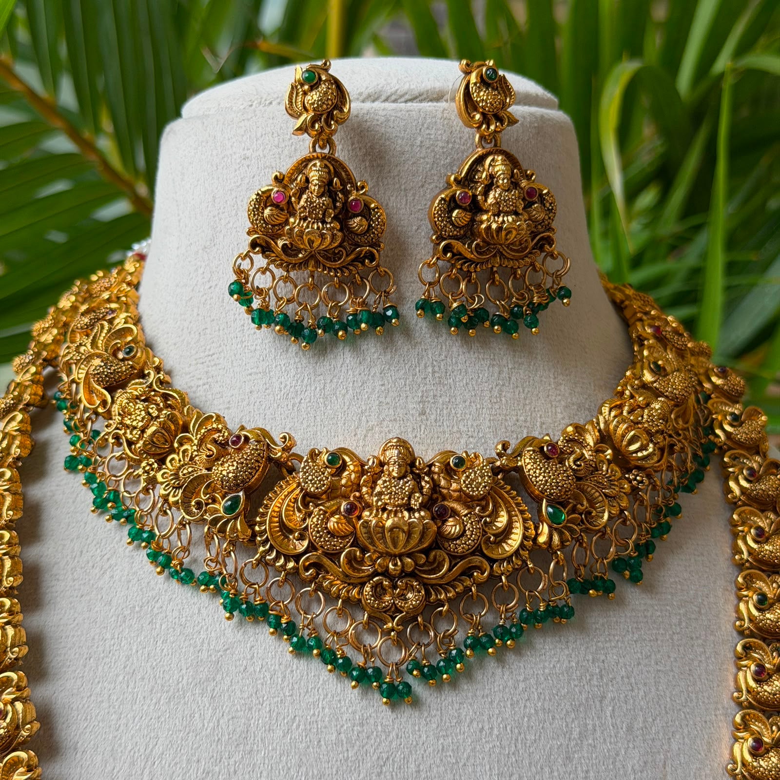 Antique Temple Bridal Combo Jewellery Set with Haram & Earrings – AC54