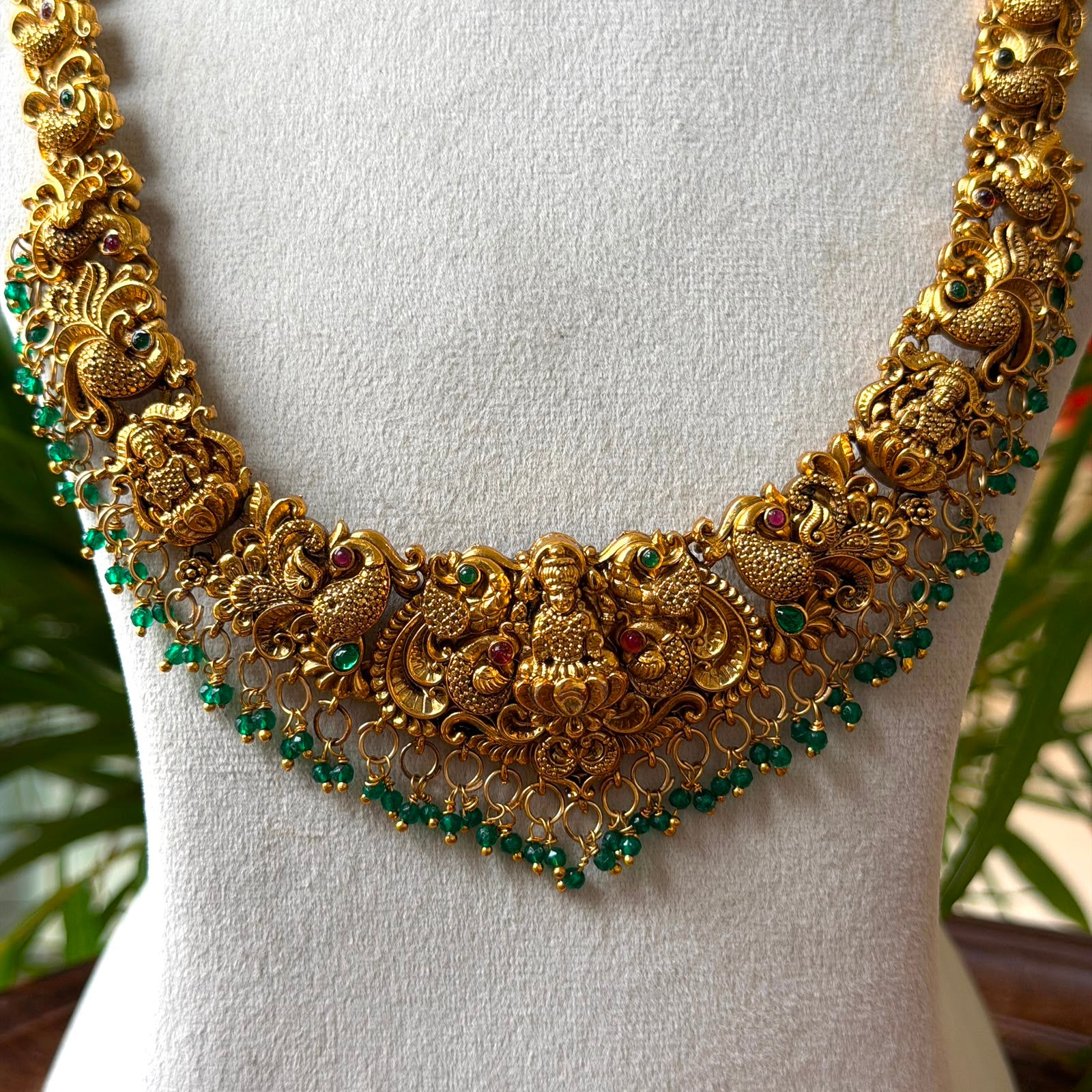 Antique Temple Bridal Combo Jewellery Set with Haram & Earrings – AC54