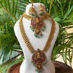 Antique Temple Bridal Combo Jewellery Set with Haram & Earrings – AC55