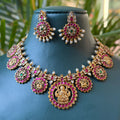 Antique Temple Lakshmi Necklace Set with Earrings for Saree & Wedding Wear AN277