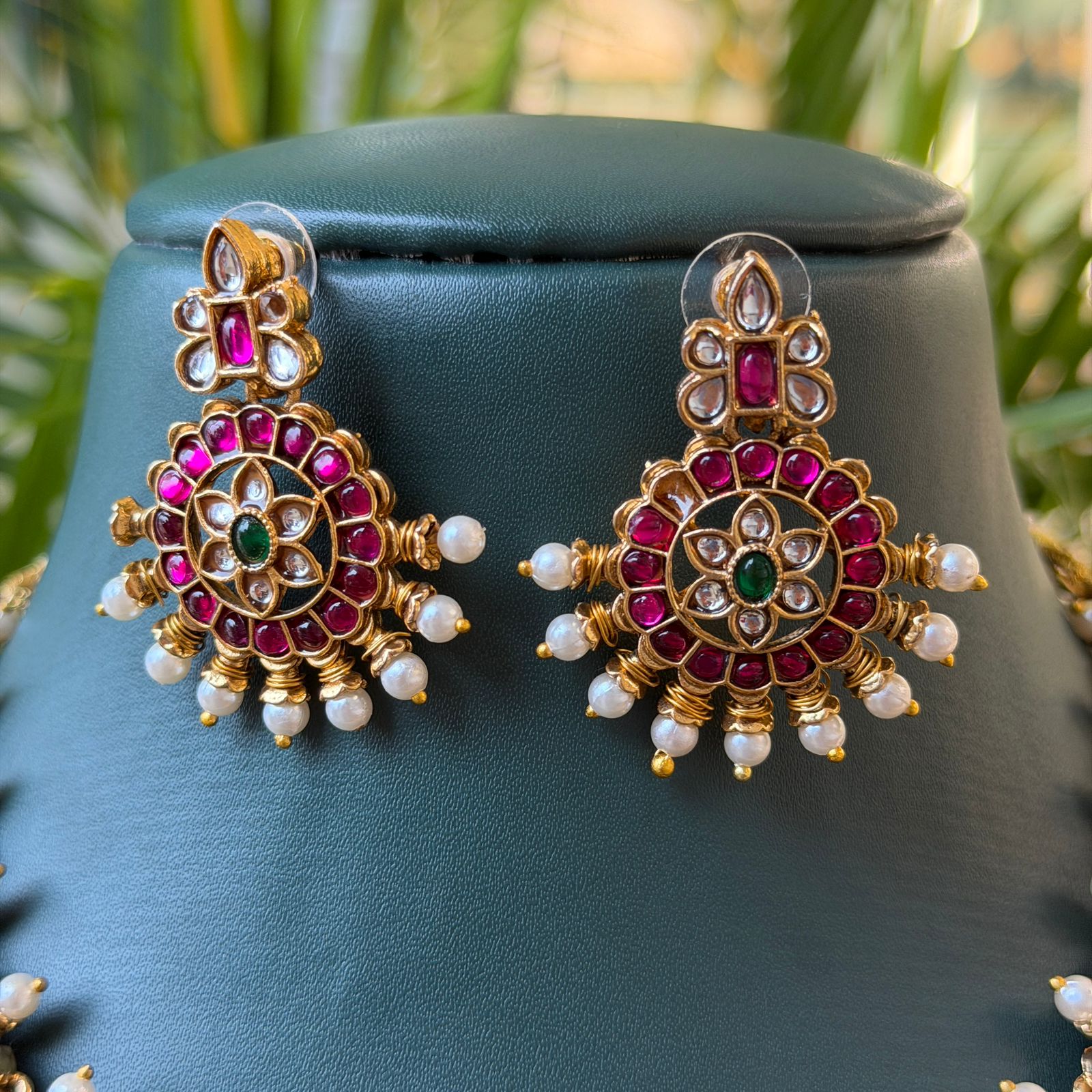 Antique Temple Lakshmi Necklace Set with Earrings for Saree & Wedding Wear AN277