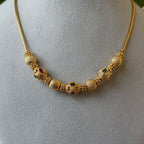 Antique Gold Snake Chain Necklace – Textured Gold Ball & Meenakari Bead Short Necklace AN487