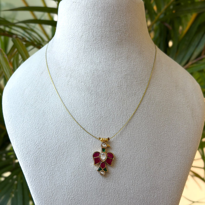 Minimal Gold Chain Pendant Necklace – Ruby Kemp Floral Drop Pendant on Fine Antique Gold Chain AN498