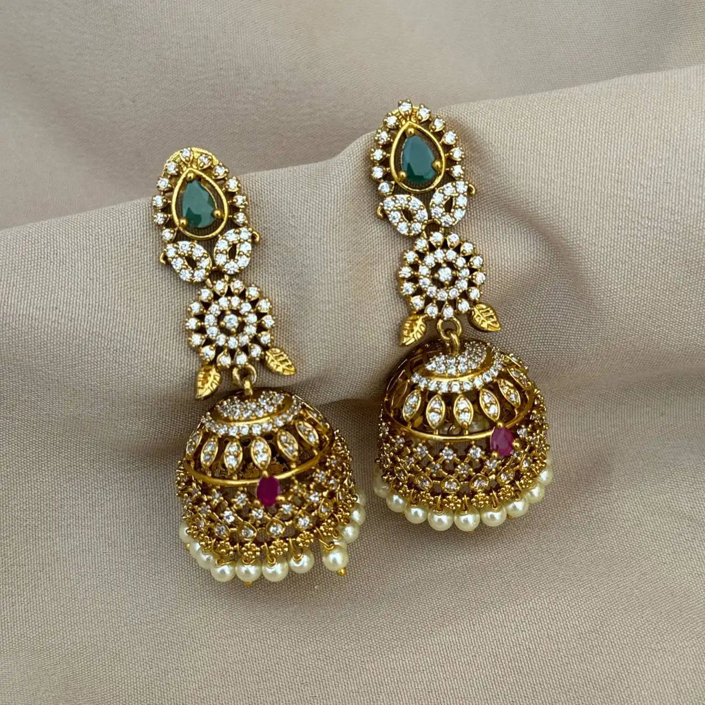 Sasitrends One Gram Micro Gold Plated Traditional Jhumki For Women And Girls