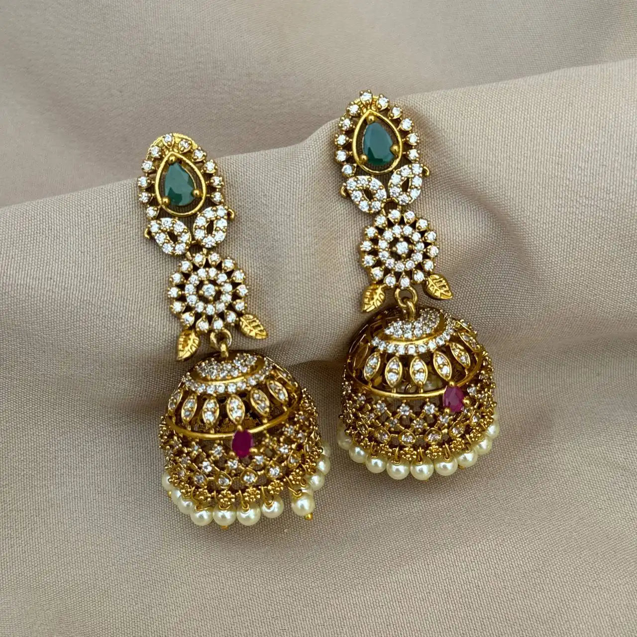 Sasitrends One Gram Micro Gold Plated Traditional Jhumki For Women And Girls