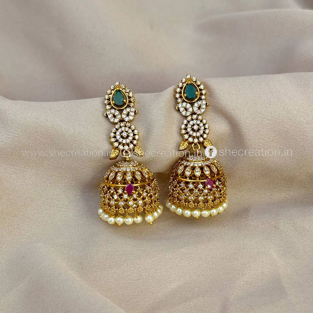 Sasitrends One Gram Micro Gold Plated Traditional Jhumki For Women And Girls