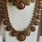 Antique Temple Bridal Combo Jewellery Set with Haram & Earrings – AC46
