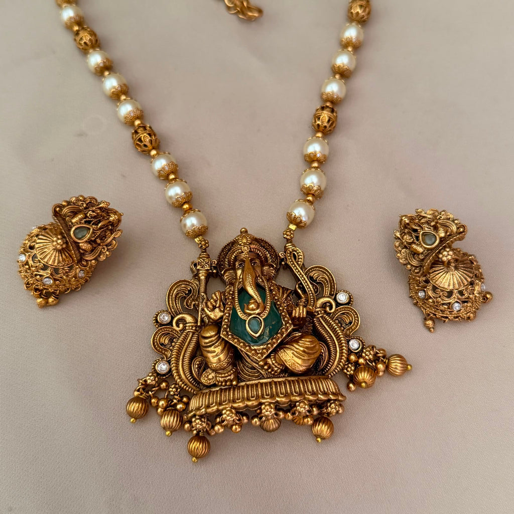 Antique Necklace Ganesha Pendent Set AN268