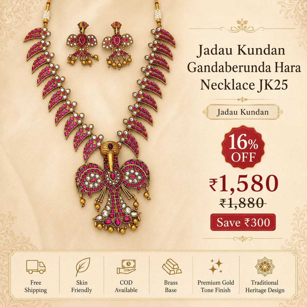 Jadau kundan Gandaberunda Hara Necklace JK25