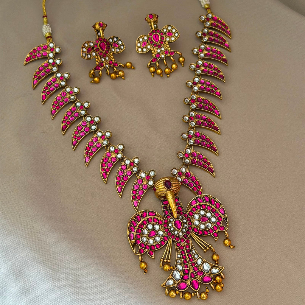 Jadau kundan Gandaberunda Hara Necklace JK25