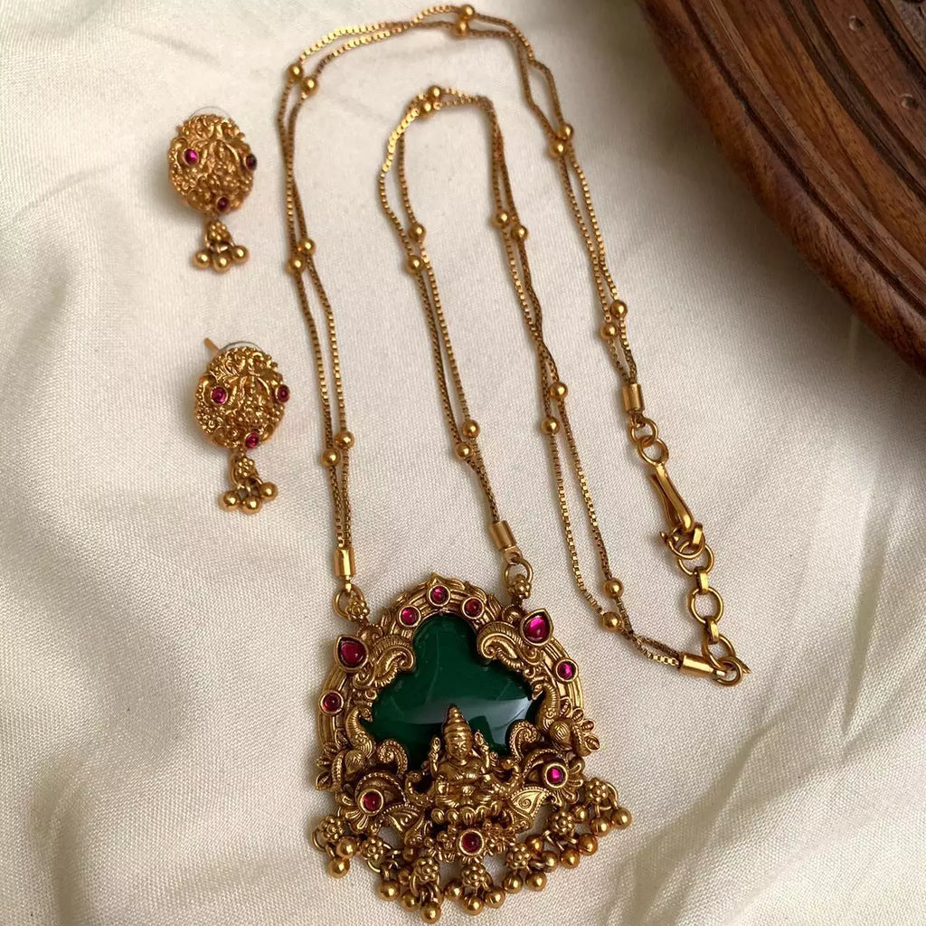 Green Lakshmi Pendent Set GLP15
