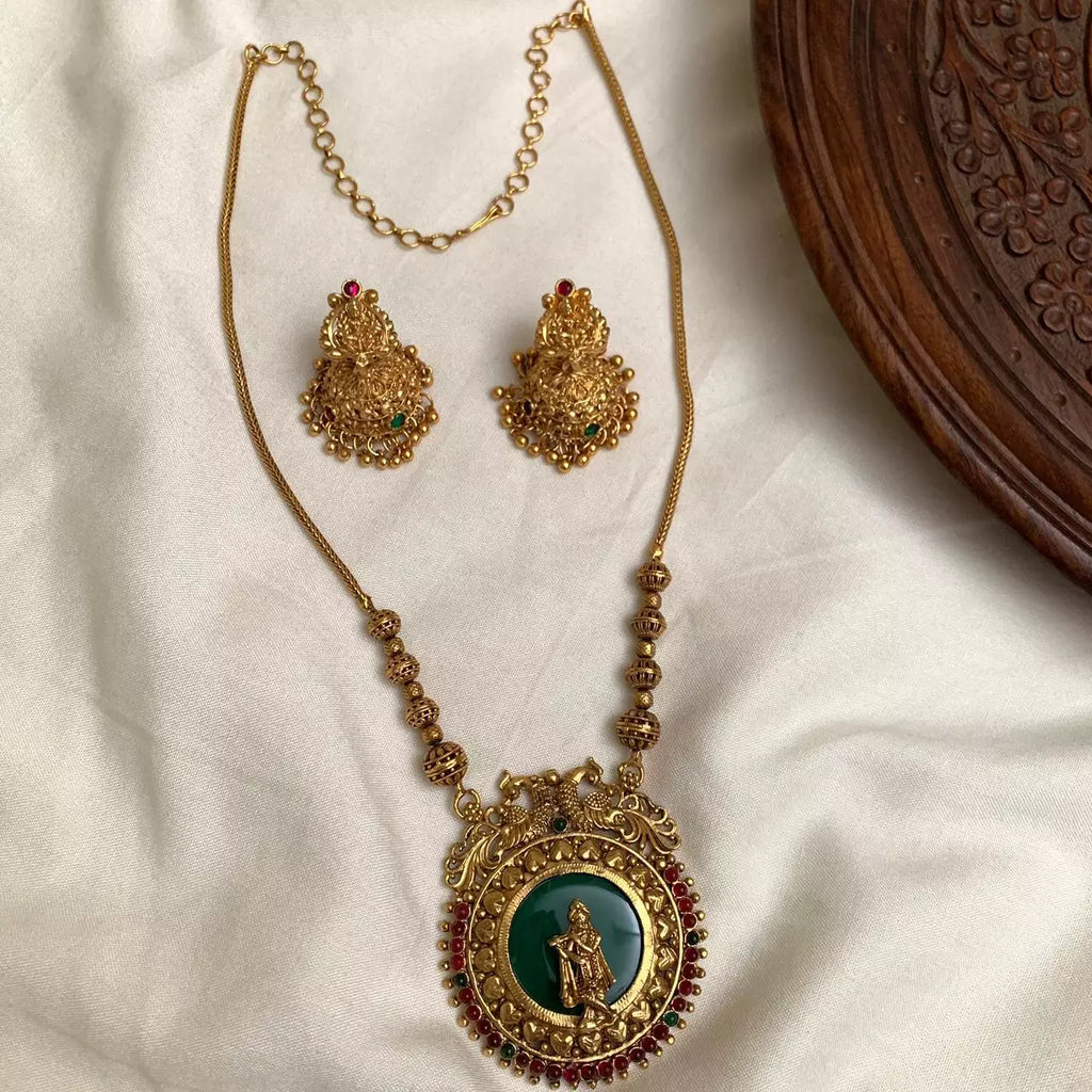 Green Lakshmi Pendent Set GLP7