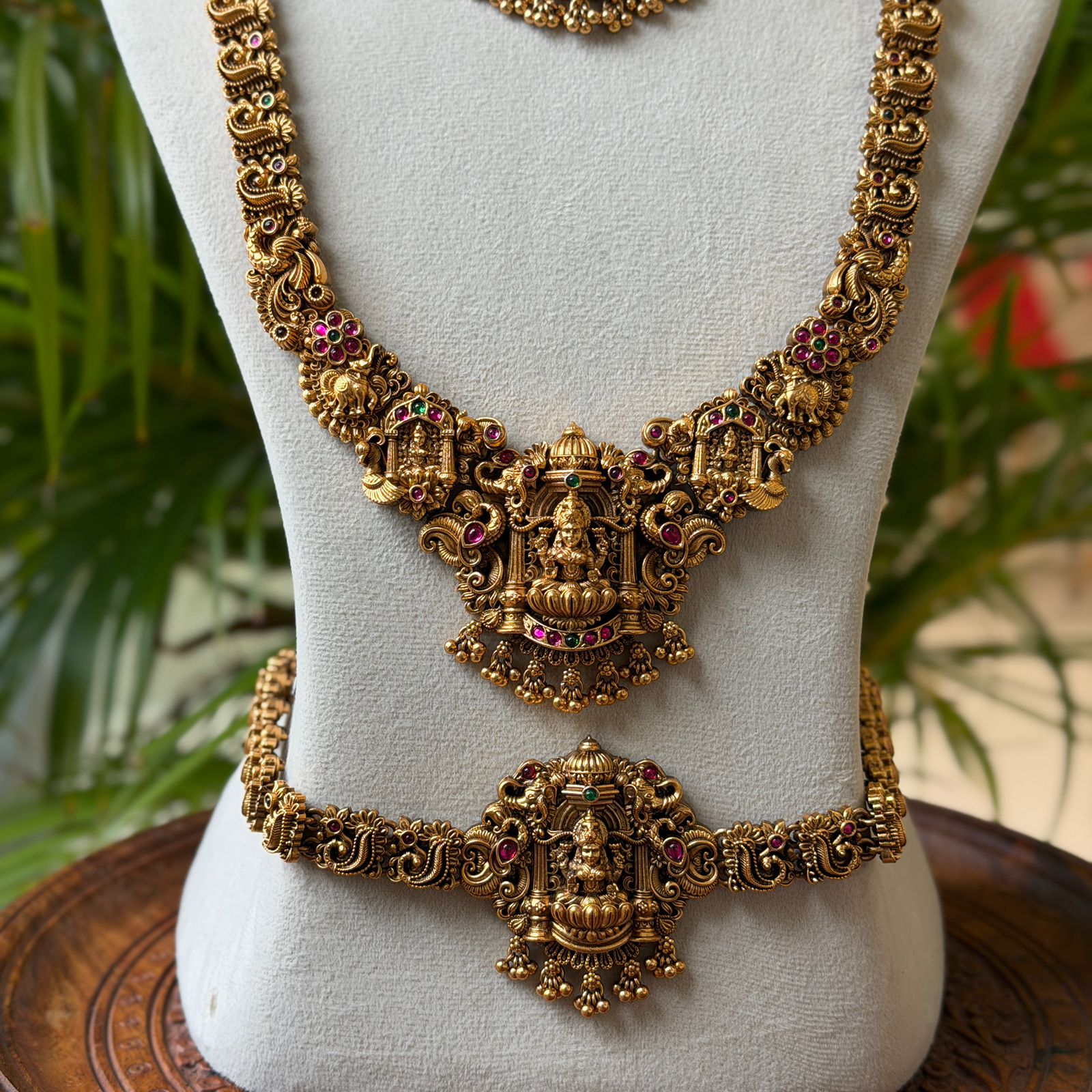 Antique Temple Bridal Combo Jewellery Set with Haram & Earrings – AC66