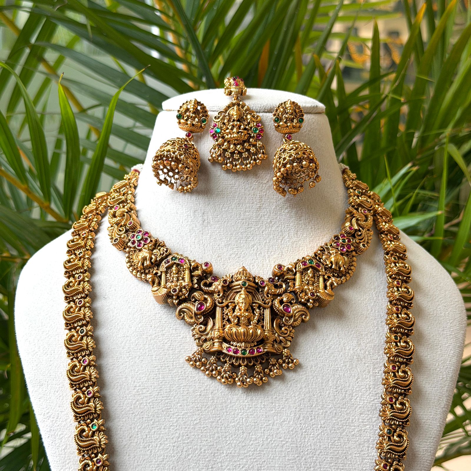 Antique Temple Bridal Combo Jewellery Set with Haram & Earrings – AC66