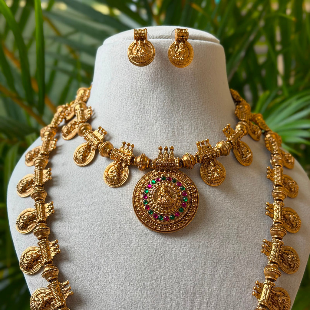 Antique Temple Bridal Combo Jewellery Set with Haram & Earrings – AC65