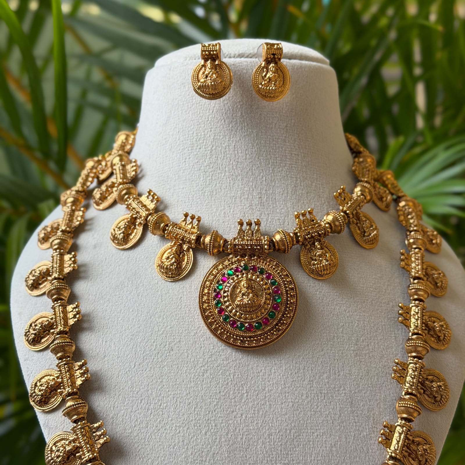 Antique Temple Bridal Combo Jewellery Set with Haram & Earrings – AC65