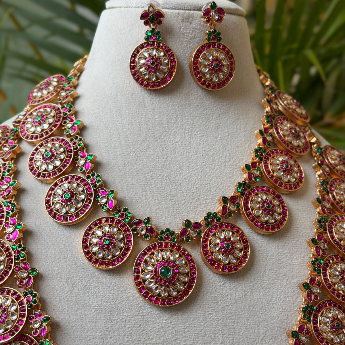 Antique Temple Bridal Combo Jewellery Set with Haram & Earrings – AC74
