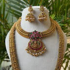 Antique Temple Bridal Combo Jewellery Set with Haram & Earrings – AC72