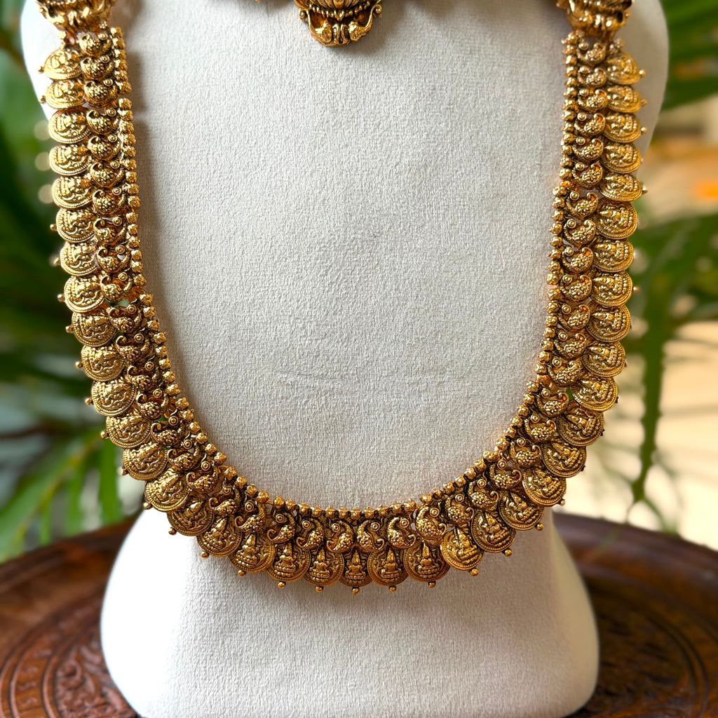 Antique Temple Bridal Combo Jewellery Set with Haram & Earrings – AC58