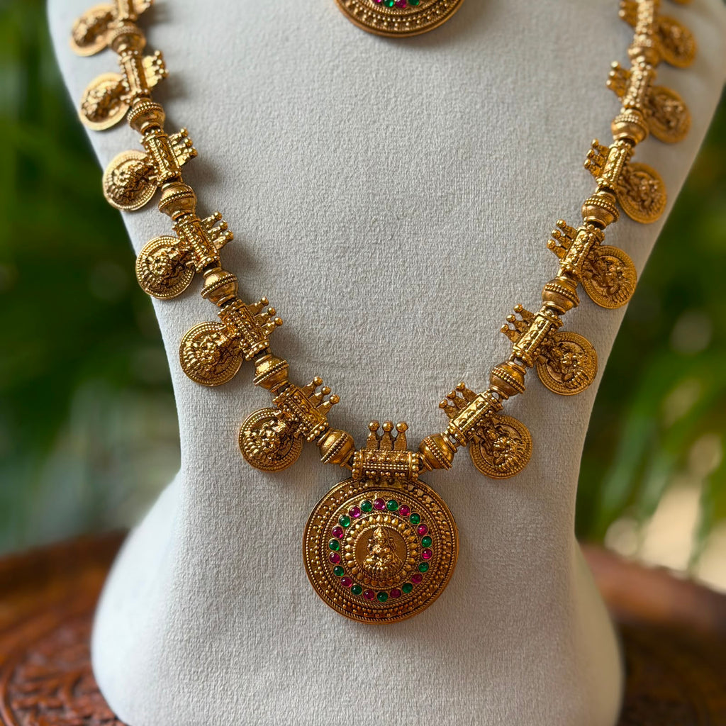 Antique Temple Bridal Combo Jewellery Set with Haram & Earrings – AC65