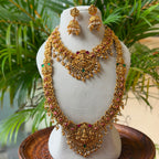 Antique Temple Bridal Combo Jewellery Set with Haram & Earrings – AC62