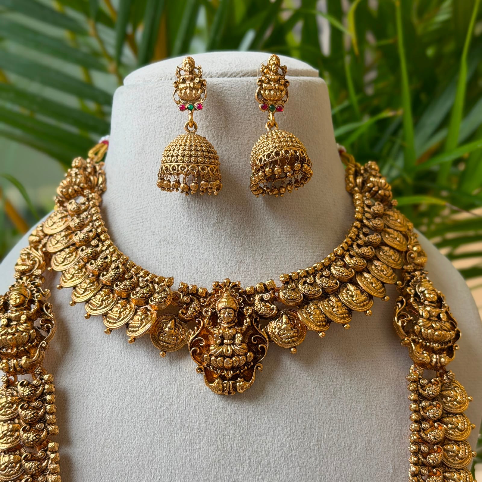 Antique Temple Bridal Combo Jewellery Set with Haram & Earrings – AC58