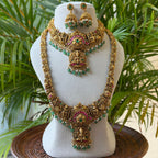 Antique Temple Bridal Combo Jewellery Set with Haram & Earrings – AC70