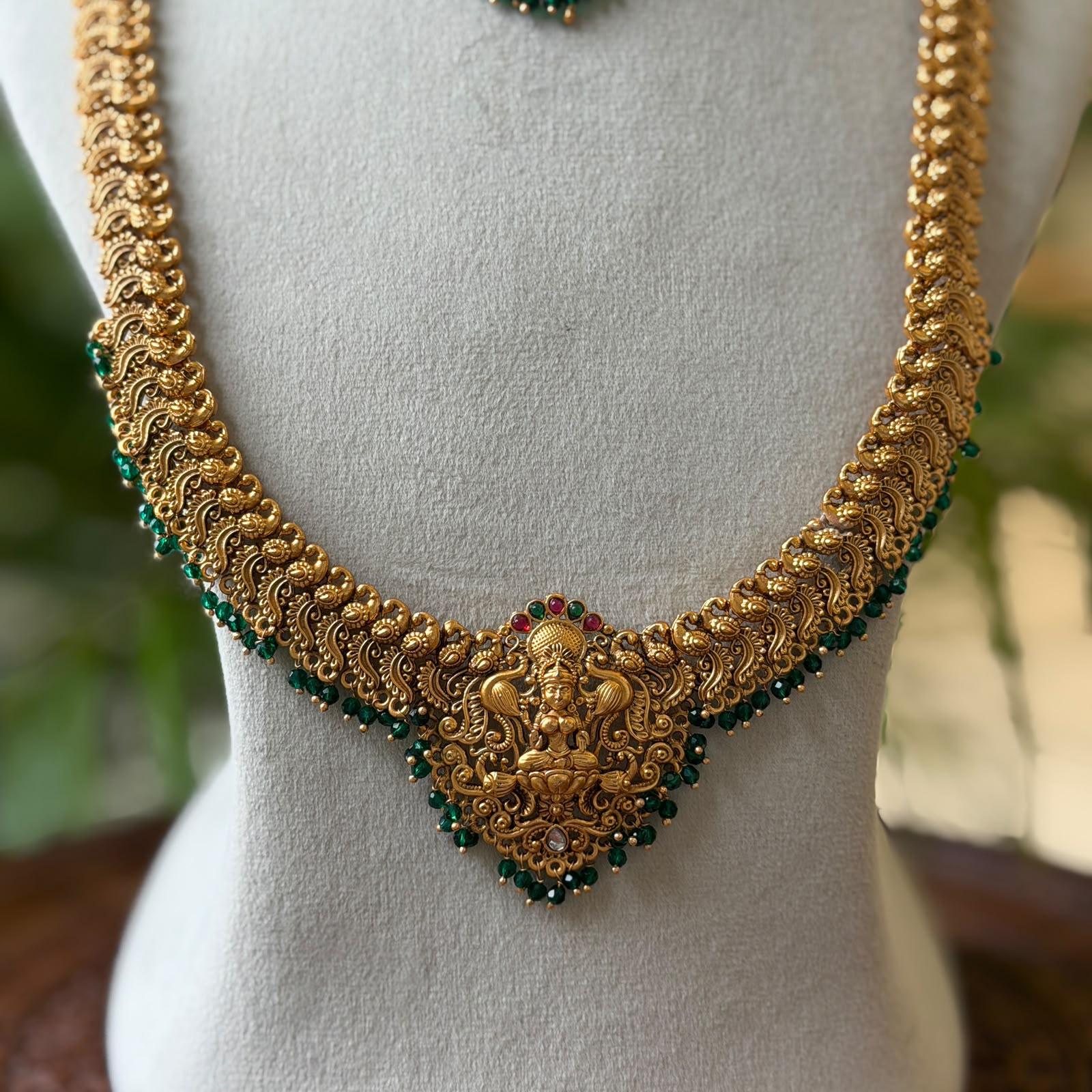Antique Temple Bridal Combo Jewellery Set with Haram & Earrings – AC61