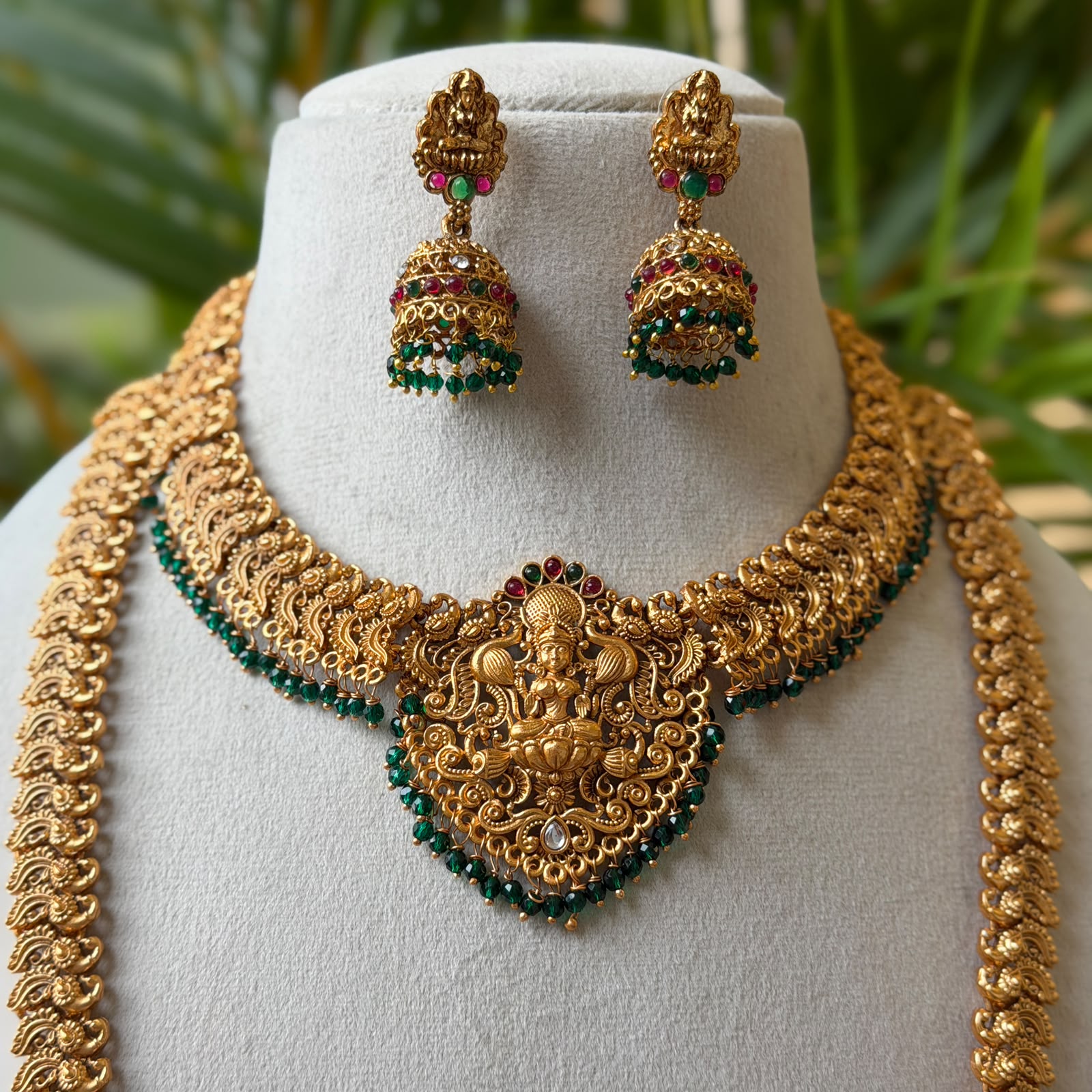 Antique Temple Bridal Combo Jewellery Set with Haram & Earrings – AC61