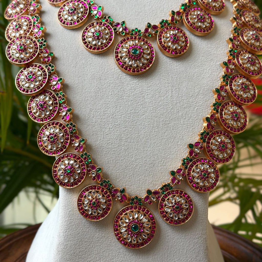 Antique Temple Bridal Combo Jewellery Set with Haram & Earrings – AC74