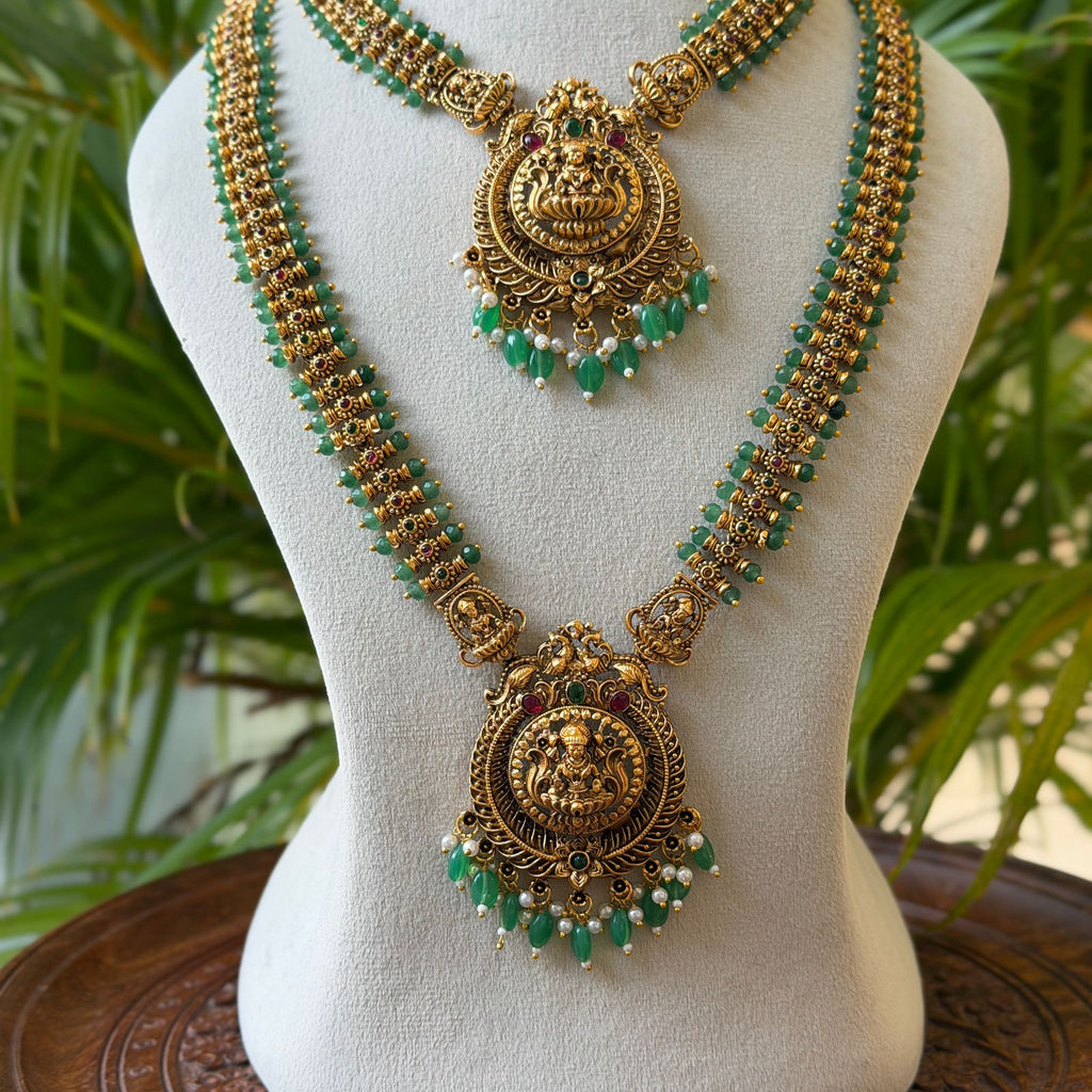 Antique Temple Bridal Combo Jewellery Set with Haram & Earrings – AC69