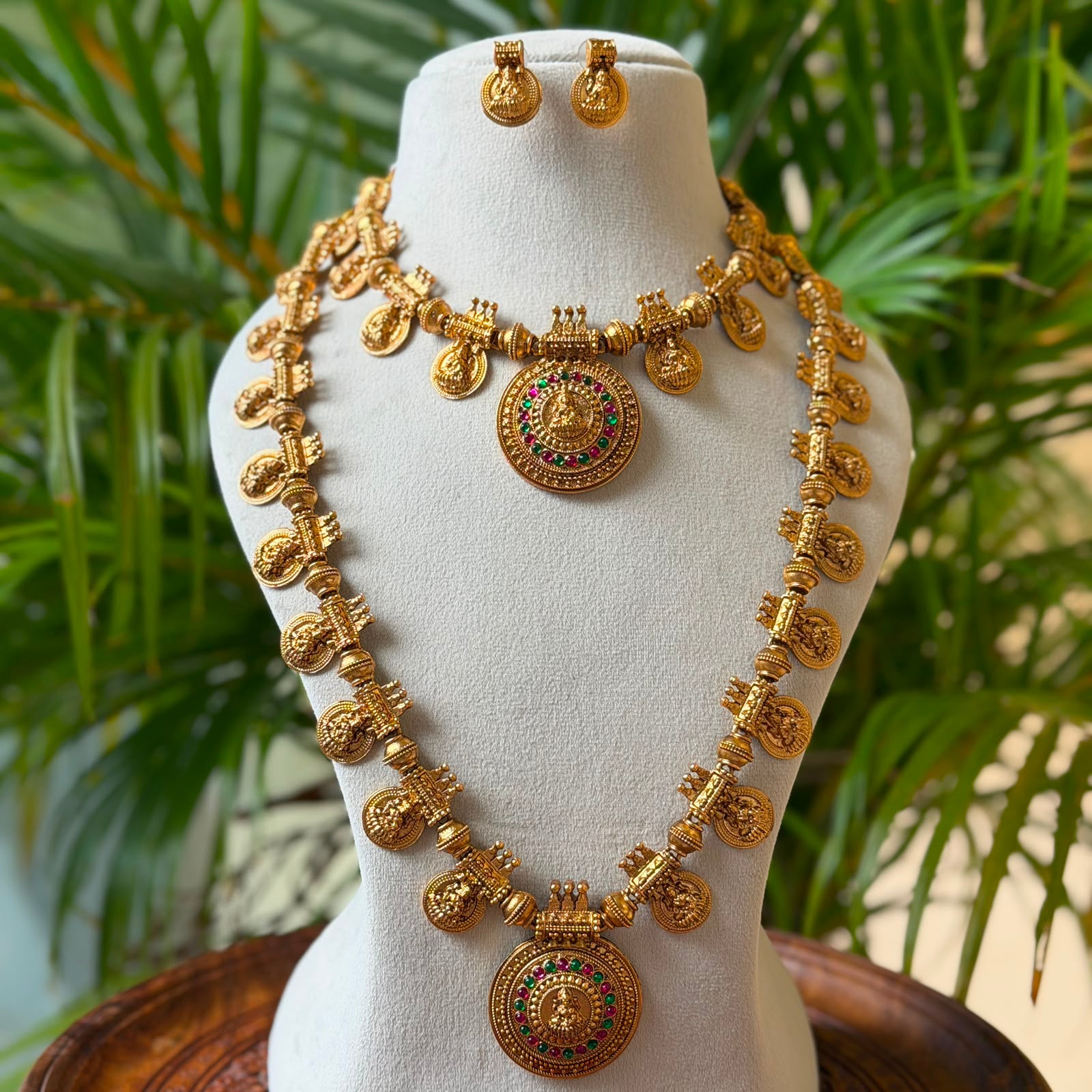 Antique Temple Bridal Combo Jewellery Set with Haram & Earrings – AC65