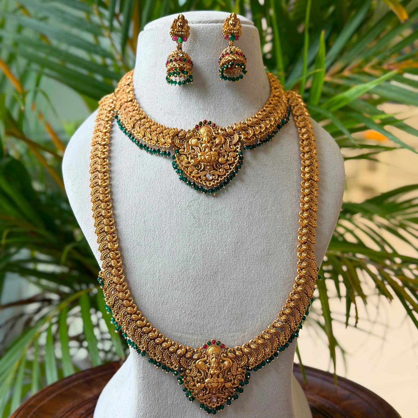 Antique Temple Bridal Combo Jewellery Set with Haram & Earrings – AC61