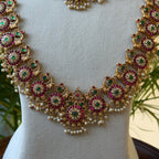 Antique Temple Bridal Combo Jewellery Set with Haram & Earrings – AC75
