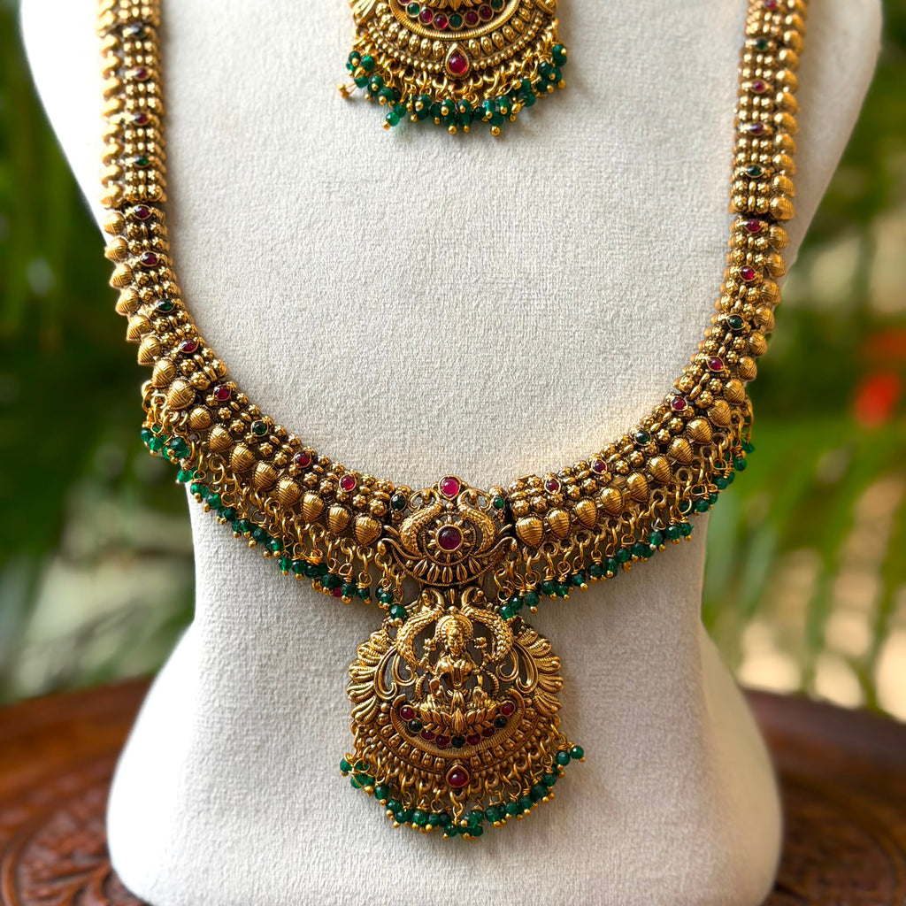 Antique Temple Bridal Combo Jewellery Set with Haram & Earrings – AC57