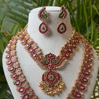 Antique Temple Bridal Combo Jewellery Set with Haram & Earrings – AC73