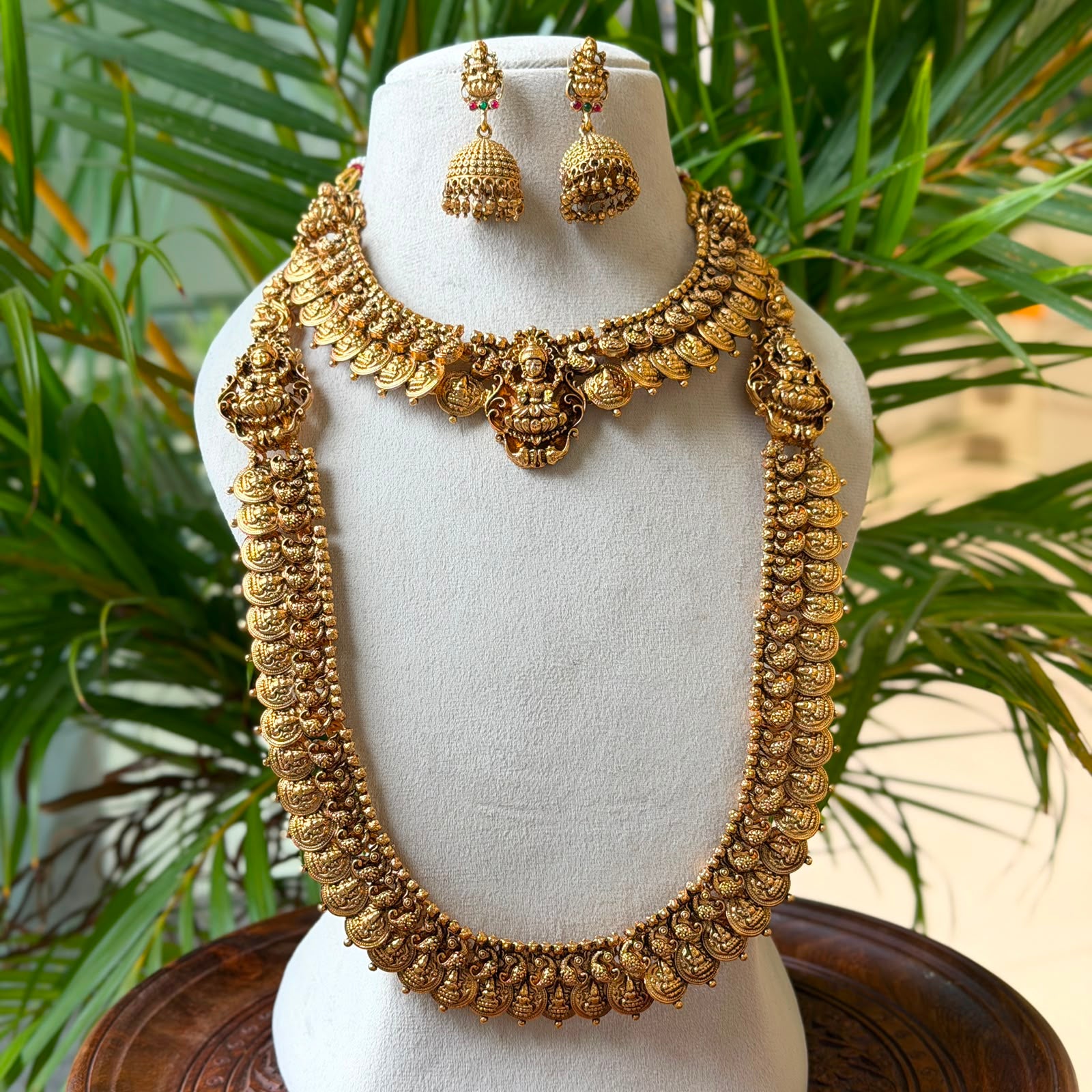 Antique Temple Bridal Combo Jewellery Set with Haram & Earrings – AC58