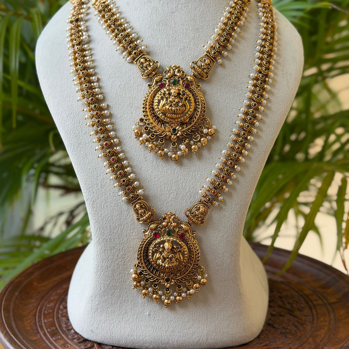 Antique Temple Bridal Combo Jewellery Set with Haram & Earrings – AC68