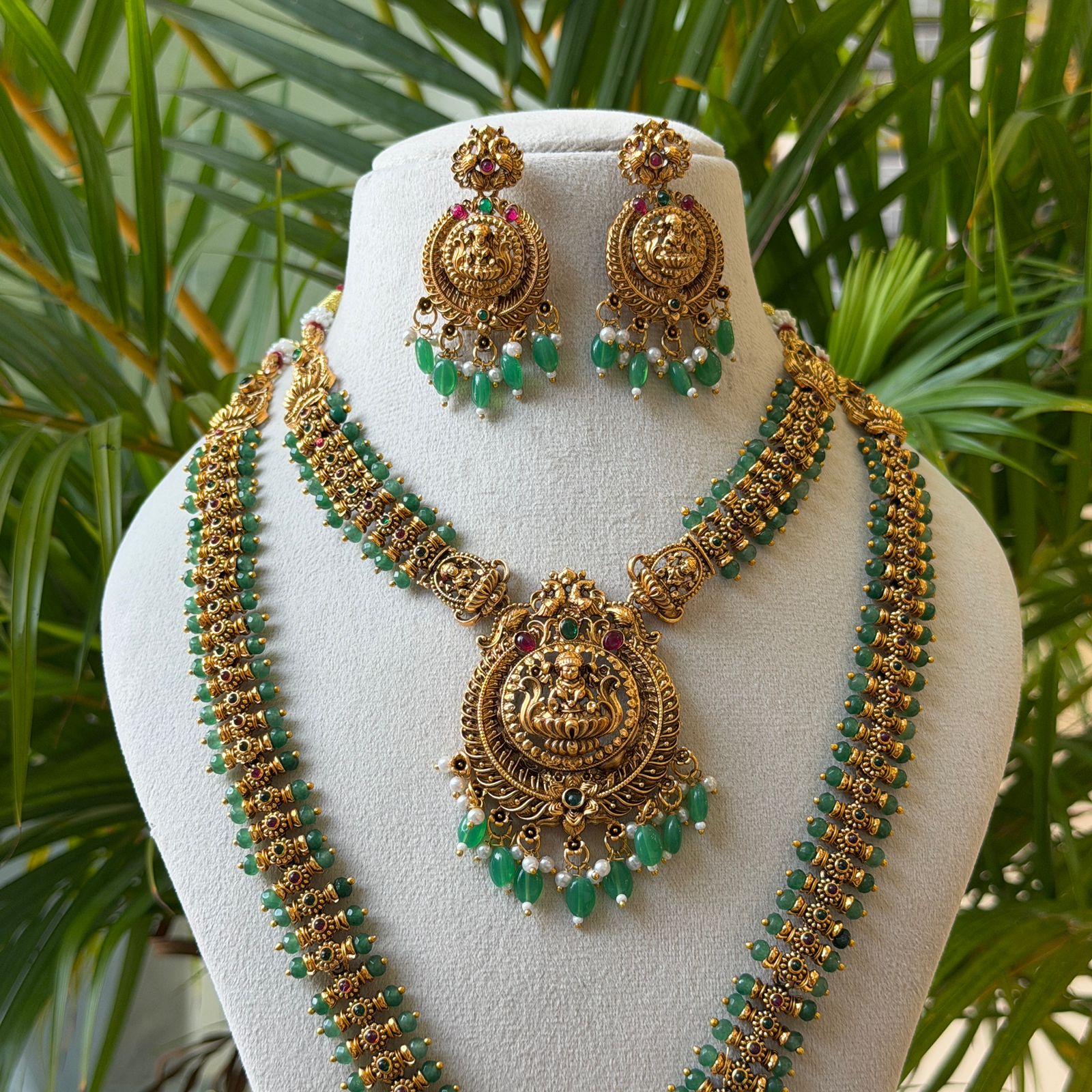 Antique Temple Bridal Combo Jewellery Set with Haram & Earrings – AC69