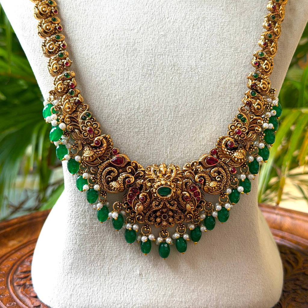Antique Temple Bridal Combo Jewellery Set with Haram & Earrings – AC63