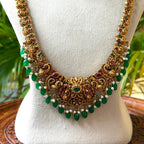 Antique Temple Bridal Combo Jewellery Set with Haram & Earrings – AC63